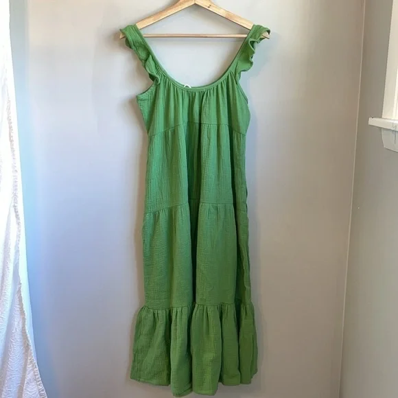 NWT Marine Layer Jude Flutter Sleeve Dress - Jade Sheen Size M - Picture 6 of 7